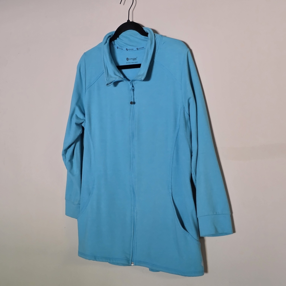 Womans Plus Size Blue Activewear Workout Jacket 1X